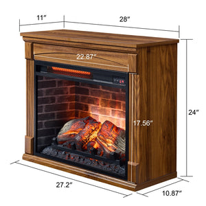 English Elm 28 Inch Electric Fireplace Media Console with Led Flame Ambient Heat Living Room W1769P213565