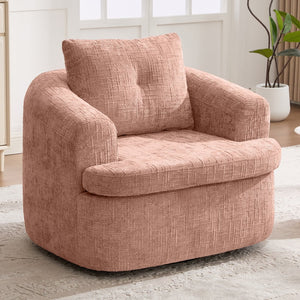 English Elm 360° Swivel Sofa Chair with Dual-Layer Cushion, Tufted Back & Iron Base for Living Room Comfort Pink N719P351870P