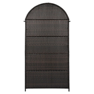 English Elm K&k Tall Arched Pe Rattan Outdoor Storage Cabinet with Adjustable Shelves and Steel Frame Brown+Black N707P420158D