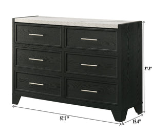 English Elm 1pc Contemporary Tall Chest with Faux Marble Top and Brushed Nickel Handles for Elegant Storage Black,White 18.74 L x 61.3 W x 38.4 H B2741P379712