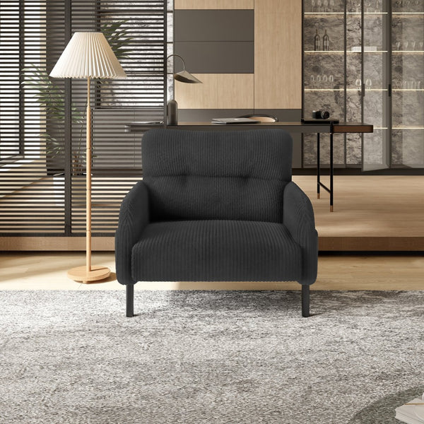 English Elm United We Win Corduroy Accent Chair Wide Seat Foam Cushion Living Room Lounge Gray W1568P386154