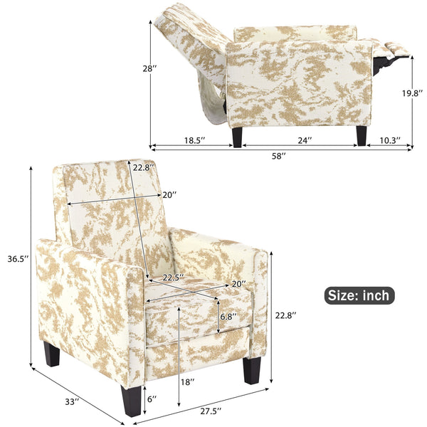 English Elm Christopher Knight Home® - 27.5" Push Back Recliner with Beech Legs, Deep Ergonomic Seat & Extendable Footrest for Rooms Yellow N763P256508G