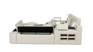 English Elm ZOYA King Beige Smart Bed with Massage Chaise, Bluetooth Speakers, USB Charging, Storage & Lights B009S01007