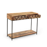 Christopher Knight Home® - Noble House - Pentland Boho Handcrafted Mango Wood Console Table, Brown and Black