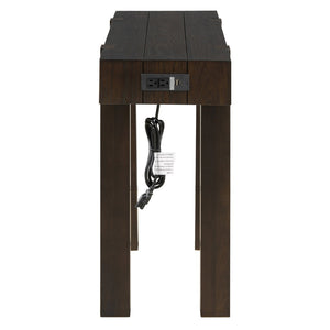English Elm Trexm Ash Veneer Entryway Console Table Built in Power Outlet Drawer Rubberwood Espresso N715P361518P