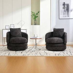 English Elm 30"w Chenille Barrel Swivel Accent Chair Cozy Cocoon Seat for Living Room Lounge W3118P384514