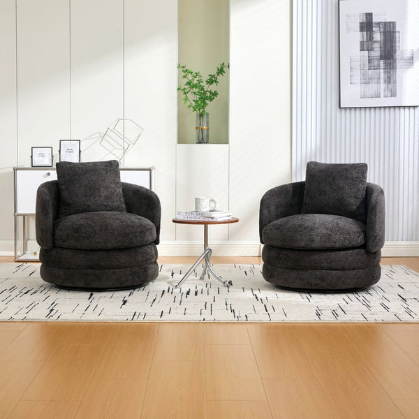 English Elm 30"w Chenille Barrel Swivel Accent Chair Cozy Cocoon Seat for Living Room Lounge W3118P384514