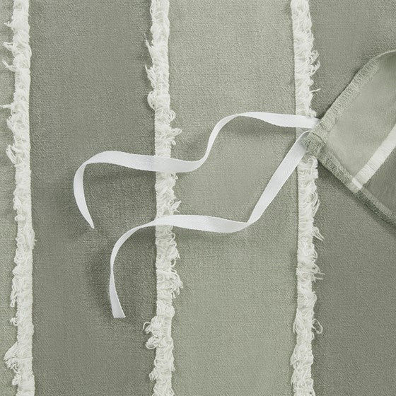 English Elm King/Cal King Boho Striped Cotton Duvet Cover Set with Green Jacquard Trim, OEKO-TEX, Machine Washable B035P217806