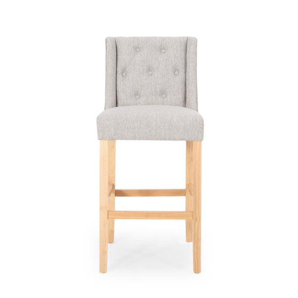 English Elm Vienna Wingback Counter Stools Set of 2 Tufted Fabric Nailhead Kitchen Bar Seating 64854.00LGRY