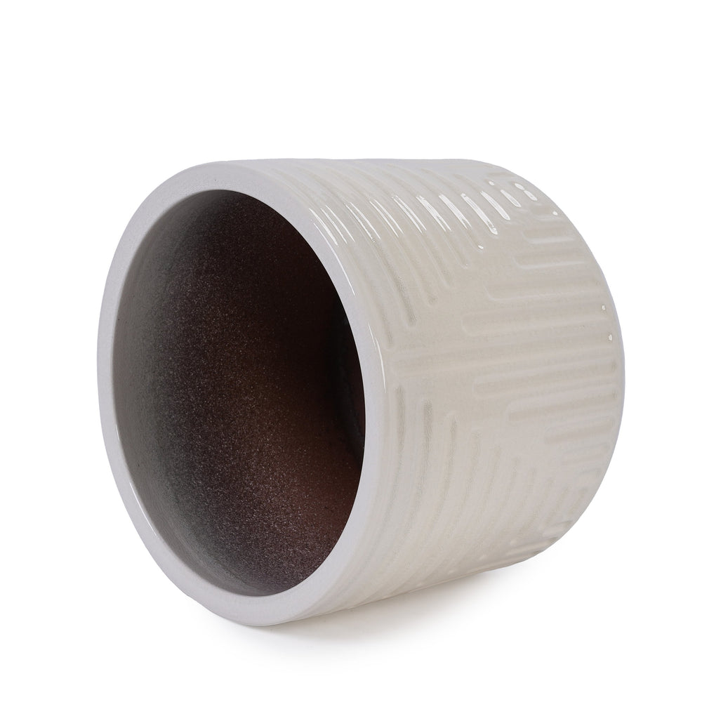 English Elm Ceramic Planter - Hand-Crafted Modern Flowerpot For Indoor & Outdoor Use In Elegant White Finish W3273P326369