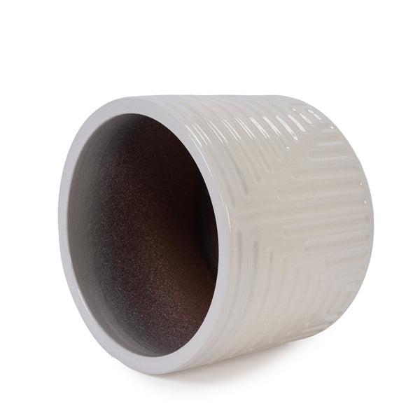 English Elm Ceramic Planter - Hand-Crafted Modern Flowerpot For Indoor & Outdoor Use In Elegant White Finish W3273P326369