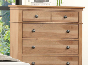 English Elm Farmhouse 1pc Chest 6-Drawer Dovetail Construction Felt-Lined Top Drawer Metal Glides Oak Finish B2741P369851