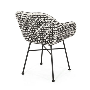 English Elm Christopher Knight Home® - HERBERT Woven Club Chair in Black PE Rattan & Iron with Waterproof Fabric — Modern Outdoor Patio Comfort 70432.00BWHI