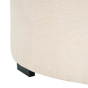 English Elm Christopher Knight Home® - Upholstered Round Button Tufted Ottoman in PU Leather with Dense Foam, Birch Legs, Versatile Seating Beige N757P291449I