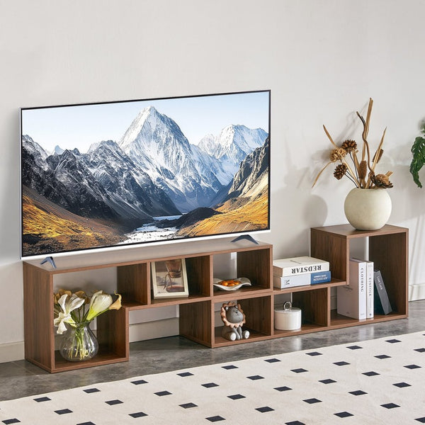 English Elm 2 Piece Modular L-shaped Tv Console Open Shelf Bookcase for Modern Living Rooms W3875P397178