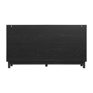 English Elm Modern Fluted 6 Drawer Dresser with Solid Wood Legs Japandi Chest for Bedroom Carbon Black N739S0000015E