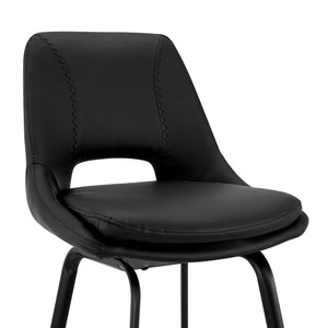 English Elm Amorel 30" Black Faux Leather Swivel Bar Stool with 4-Leg Metal Base — Durable, Stylish Seating B2736P268590
