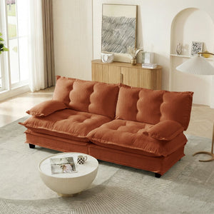 English Elm 77 Inch Cloud Loveseat Modular Chenille Sofa with Lattice Cushions for Any Room Orange W714S01734