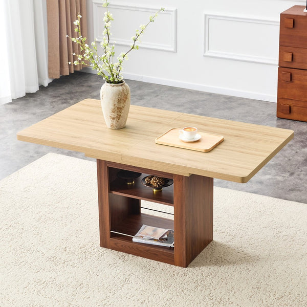 English Elm An Extendable Mdf Dining Table with Open Shelf Storage Seats up to Eight Walnut,Wood W1151S04624