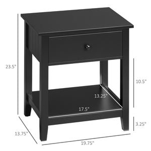 English Elm HOMCOM Modern 2-Tier End Table with Drawer & Open Shelf, Compact Bedroom Living Room Nightstand (95) W2225P173884