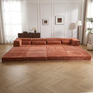 English Elm Compression Mahjong Sofa: Versatile No Assembly Modular Floor Sofa Bed For Cozy Living Spaces W3723S00038