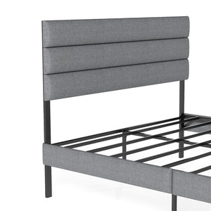 English Elm Queen Upholstered Platform Bed Fabric Headboard 14 Inch Storage No Box Spring T3963P384846