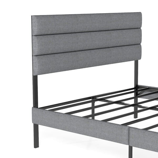 English Elm Queen Upholstered Platform Bed Fabric Headboard 14 Inch Storage No Box Spring T3963P384846