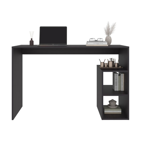 English Elm Benson Writing Desk with Three Open Shelves Wengue Finish Home Office Storage Black B097P474292