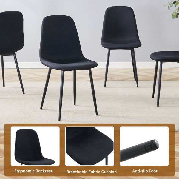 English Elm Table and Chair Set Seats Eight with Marble Pattern Mdf Top Brown Fabric Dining W1151S04133