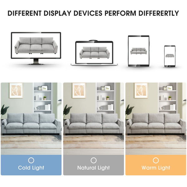 English Elm 96*35''Chenille Multifunctional Sectional Sofa with Bluetooth Speakers, Drop Table, USB Ports & Storage Gray N723S9750E