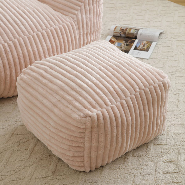English Elm Giant Plush Bean Bag Chair with Armrests and Footstool for Ultimate Comfort, Durable Corduroy Lounge Sofa Pink W1117P309393