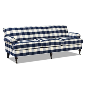 English Elm Jennifer Taylor Home - Alana Three-Cushion Tightback Sofa In Elegant Blue Lattice Woven Fabric For Timeless Style & Comfort B2719P238315
