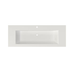 English Elm 48 Inch Matte White Solid Surface Bathroom Basin Rectangular Vanity Sink Modern T3785P491212