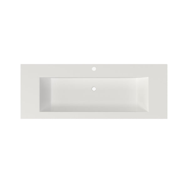English Elm 48 Inch Matte White Solid Surface Bathroom Basin Rectangular Vanity Sink Modern T3785P491212