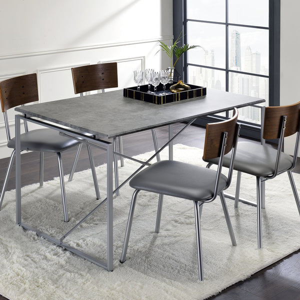 English Elm Grey Bentwood Side Chair Set of 2 with 40mm Padded PU Seat, Oak Finish & Steel Legs for Modern Dining B062P209262