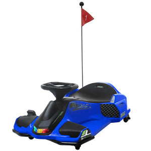 English Elm Aosom Kids Battery Powered Drift Kart with Led Lights Music and Slow Start Feature Blue W2225P217182