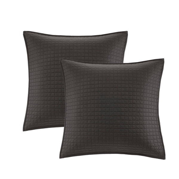 JLA Home Urban Habitat - Cotton Brooklyn Cotton Jacquard Duvet Set with Tufted Chenille Dots, Quilted Euro Shams, Pillows Charcoal UH12-2258