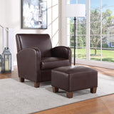OSP Home Furnishings Aiden Chair & Ottoman Faux Leather Cocoa