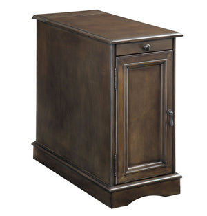 English Elm Modern USB Nightstand with Pull-Out Cup Holder, Hidden Cabinet Storage & Built-In Power Docking Station Gray 28 L x 16 W x 28 H B011P191197