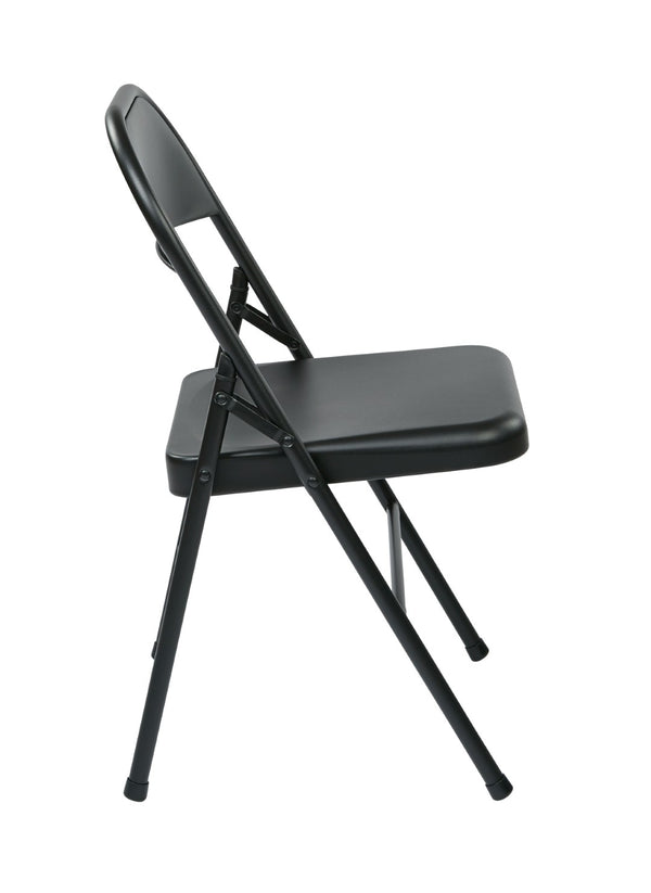OSP Home Furnishings Folding Metal Chair Set of Four for Banquets Events and Everyday Extra Seating Black FF-22324M
