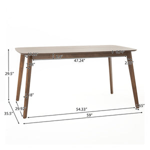 English Elm Christopher Knight Home® - 58907.00 Mid-Century Walnut Dining Table with Rubberwood Legs, Faux Wood Top, 59" W Durable Design N771P256415T