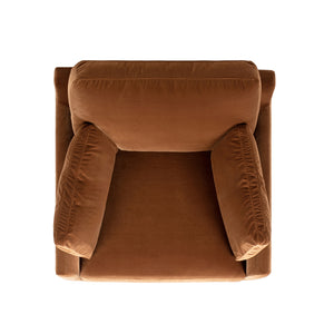 English Elm Jennifer Taylor Home - Pasadena 36" Wide Modern Farmhouse Accent Arm Chair In Cozy Burnt Orange Velvet For Stylish Living B2719P385739