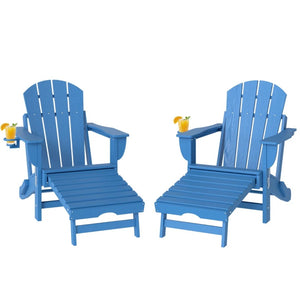 English Elm Folding Hdpe Adirondack Chair Set of 2 with Footrest for Patio Fire Pit Lounging T3971P476041