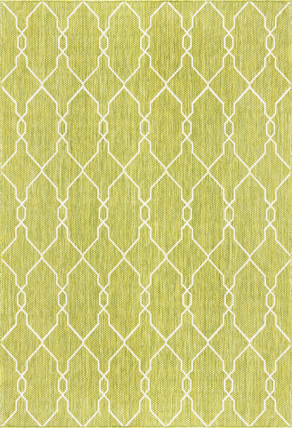 Unique Loom Outdoor Trellis Links Trellis Machine Made Trellis Rug Green, Ivory 6' 1" x 9' 0"