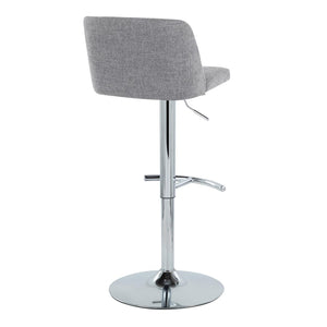 English Elm Toriano Adjustable Barstool Set Of 2 In Grey Fabric With Chrome Base - Modern Style & Comfort! B202S01042-GIGA