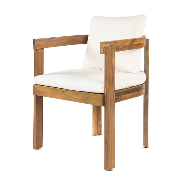 English Elm 7 Piece Solid Acacia Hardwood Extendable Outdoor Dining Set with Cream Cushioned Chairs Teak 60322.00_N762P380633A6