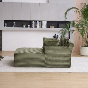 English Elm Oversized Corduroy Chaise Longue Sofa Bed — Modern Deep-Seat Sleeper with Armrests & Pillows for Compact Spaces Green W1752P264713