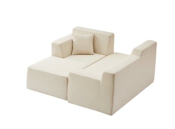 English Elm Modern Corduroy L-shaped Sectional Sofa with High Back for Minimalist Living Rooms W3396P415591