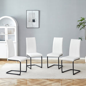 English Elm 4-pack Pu High-back Dining Chairs with Powder-coated Metal Legs for Modern Kitchens Black,White W3875P372883