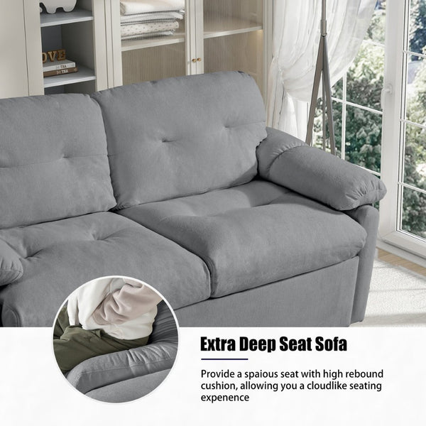 English Elm (old: W3163p269700) Convertible Chenille Sleeper Loveseat with Queen Pullout and Rolling Casters Grey W3163S00101